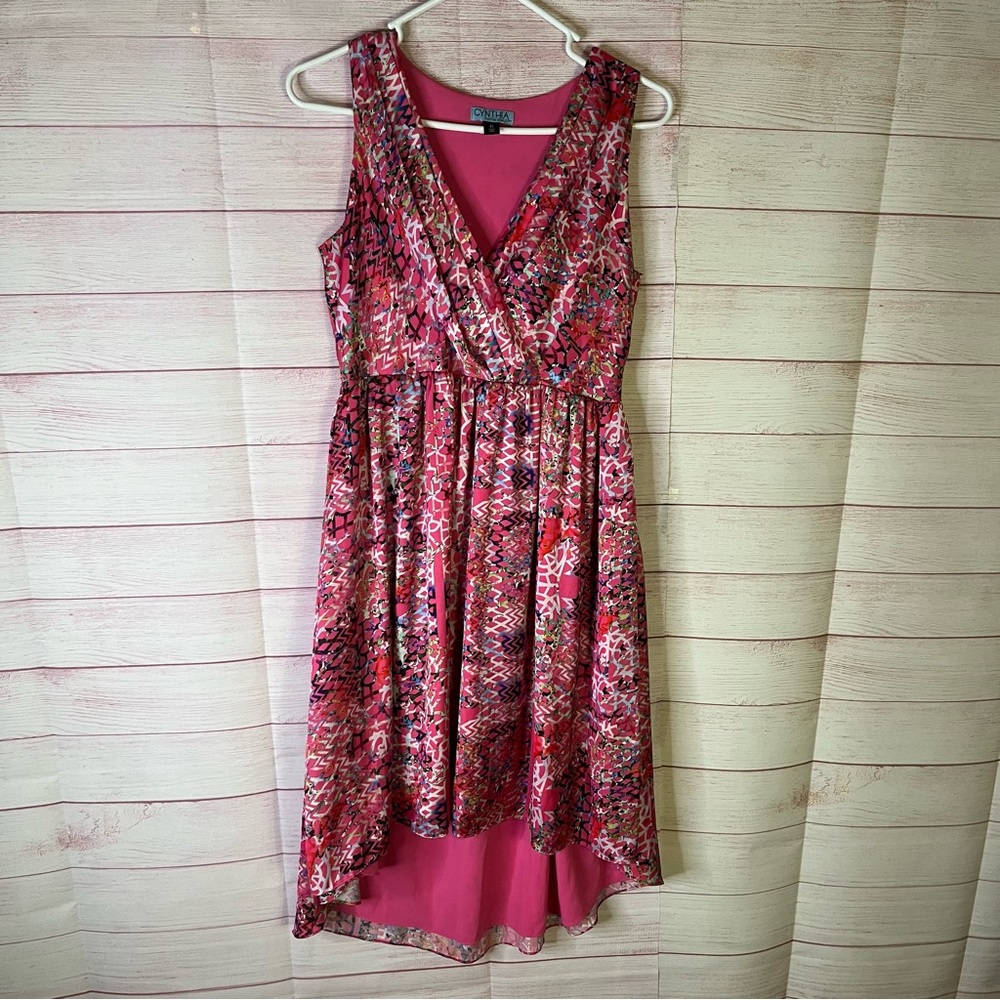 Cynthia Rowley Pink Patterned‎ High Low Sleeveless Dress Size 6